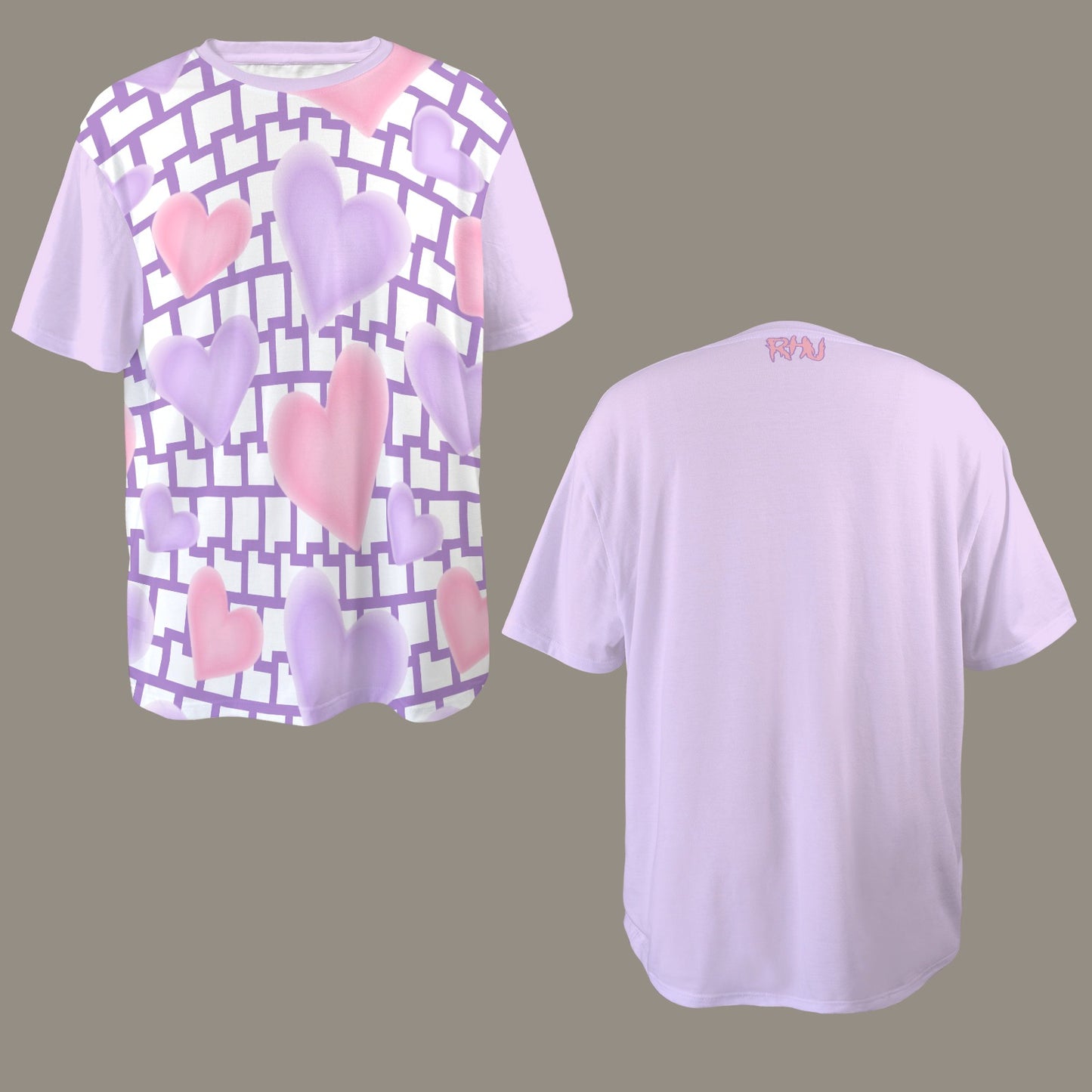 SE SON ROSE T-SHIRT -WHITE/LILAC WALL & HEARTS - SOLID LILAC BACK