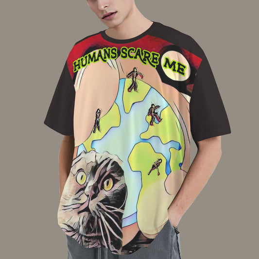 Humans Scare Me Skeletons Unisex T-Shirt Black Sleeve