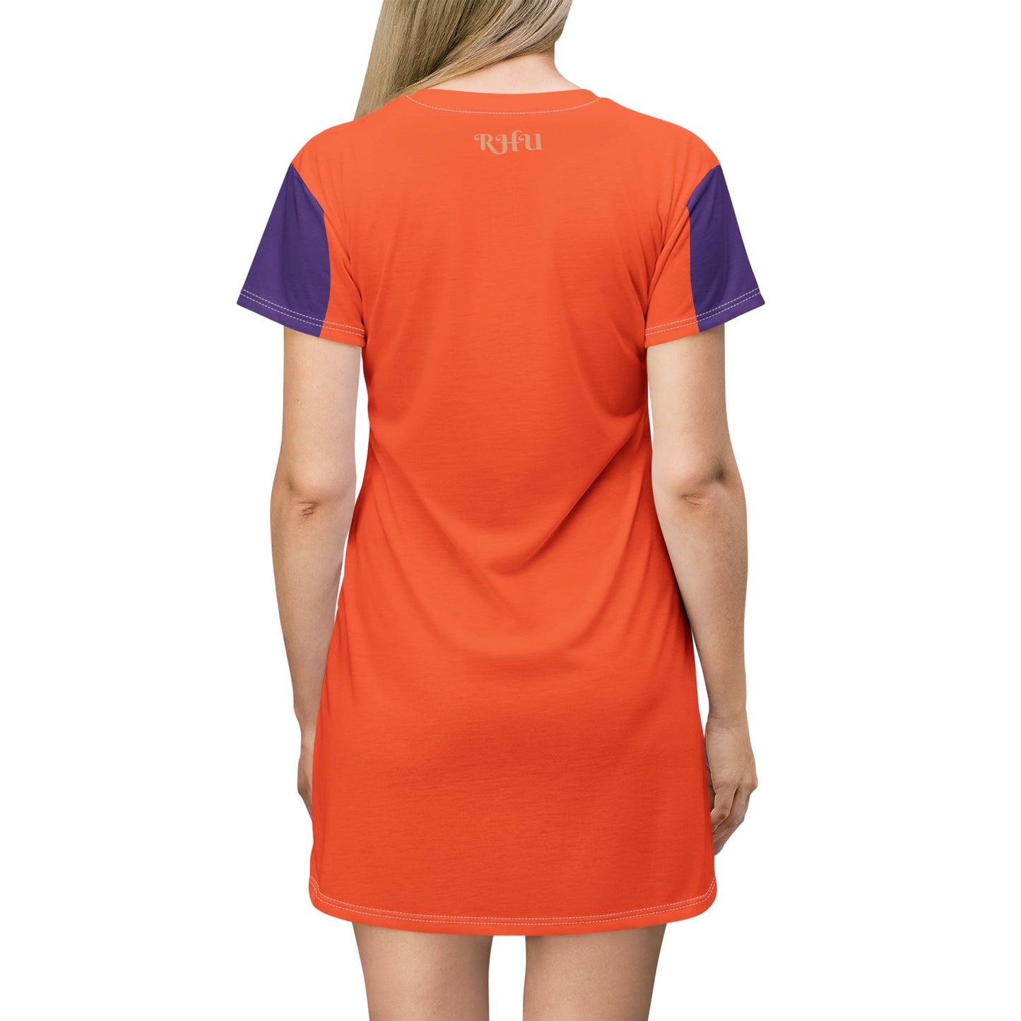 LINFA Chaos In The Heart T-Shirt Dress Orange Purple Sleeve