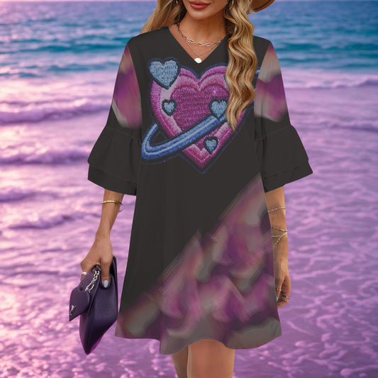 Se Son Rose - Saturn Heart Dress Black