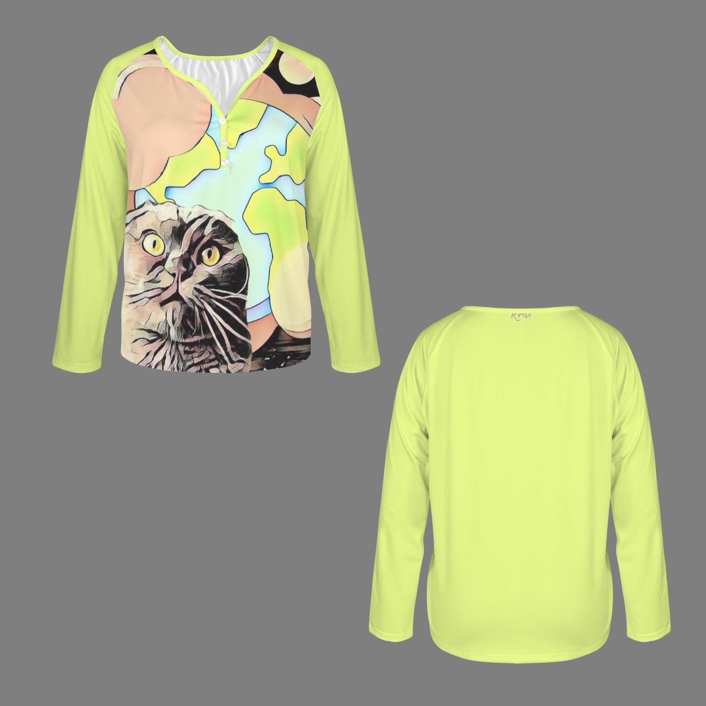 LINFA Little Hearts Long Sleeve Shirt Button Black