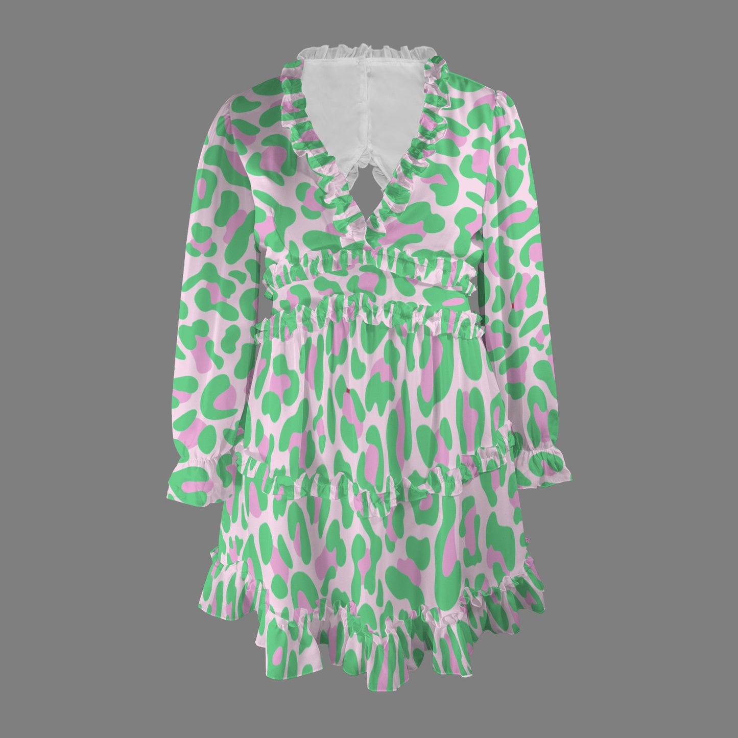 Light Green Pink Leopard Dress