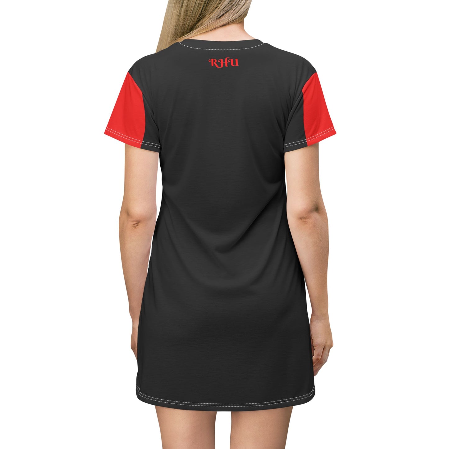LINFA Chaos In The Heart T-Shirt Dress Black Red Sleeves