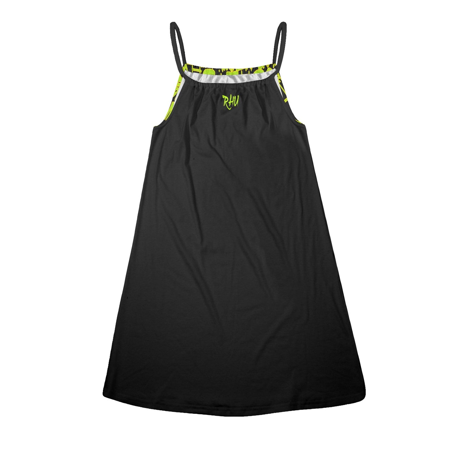 Hidden Name Vest Dress Light Green Yellow Black