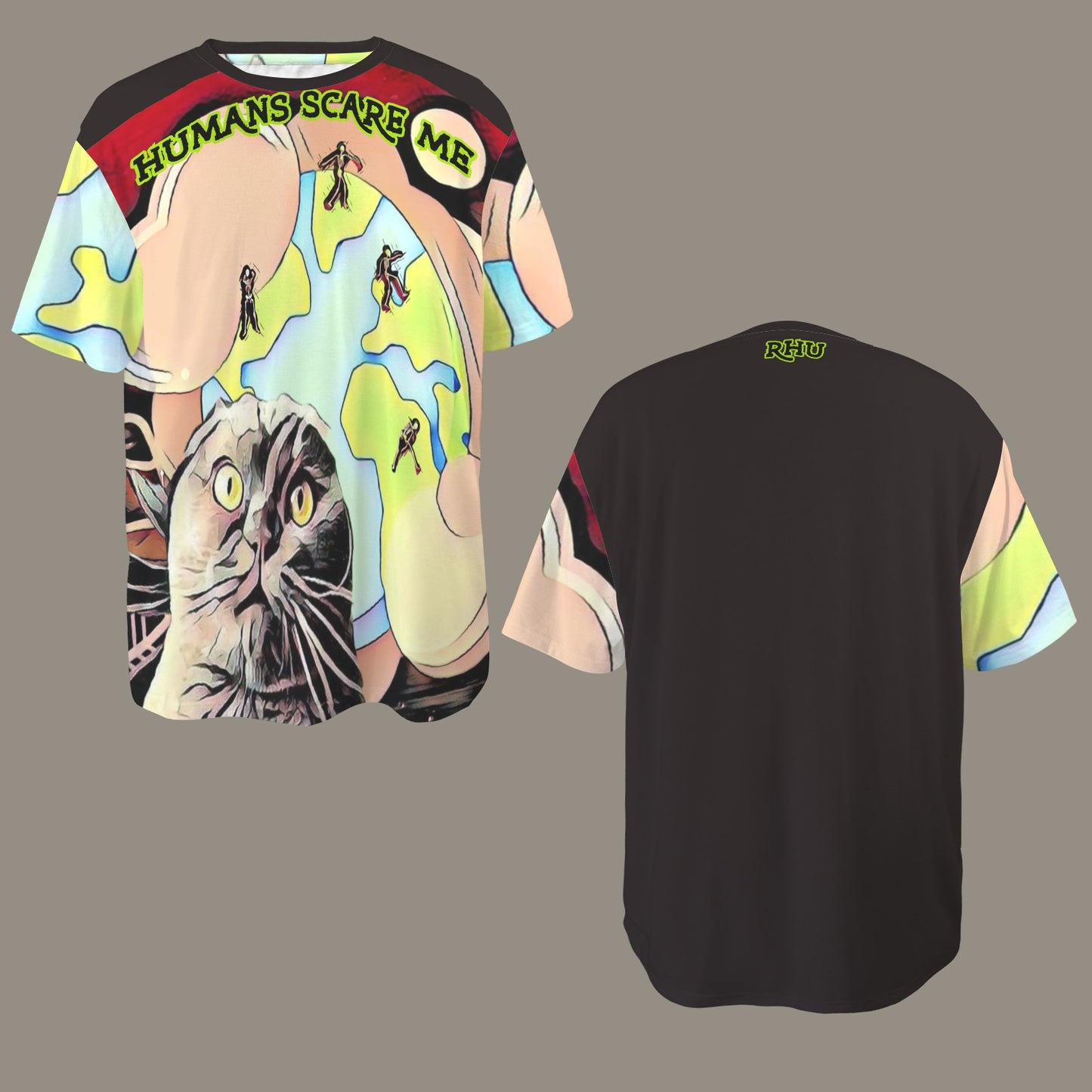 Humans Scare Me Unisex T-Shirt Colorful Sleeve