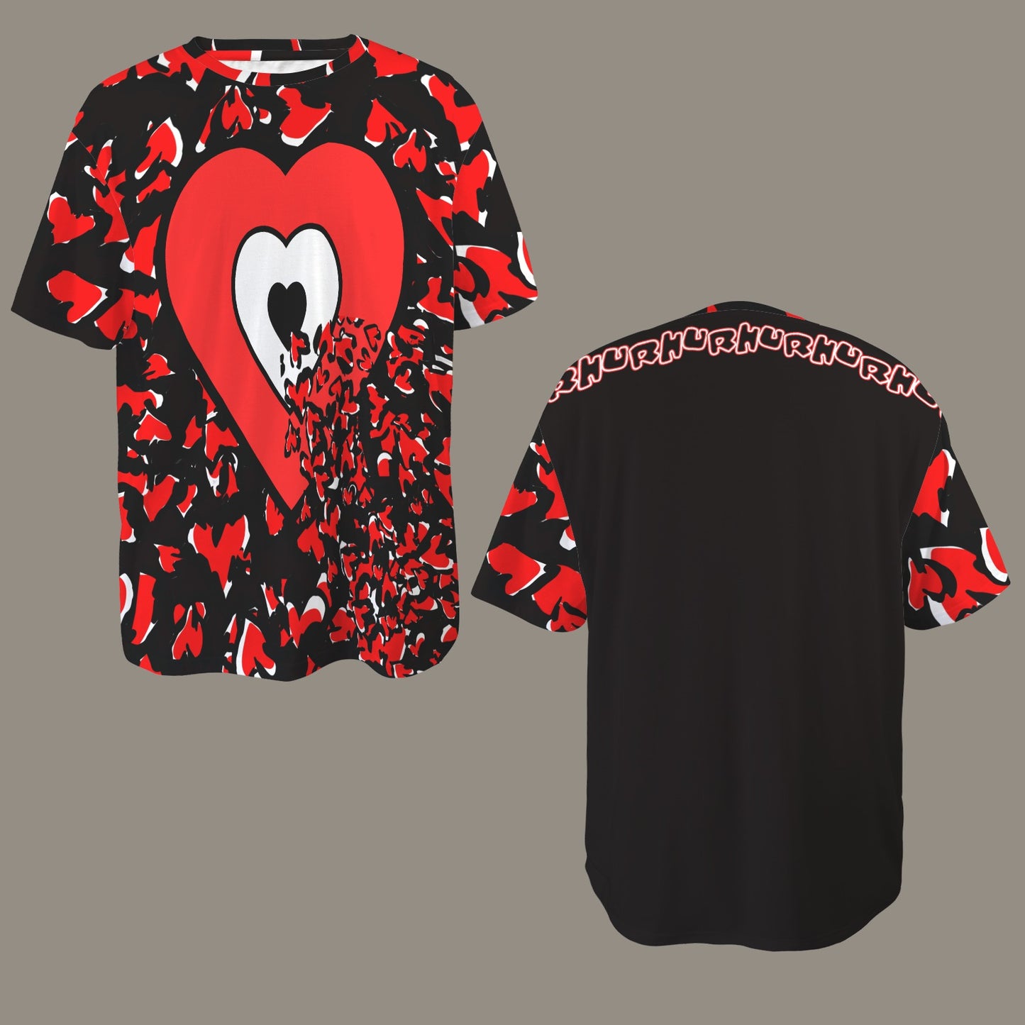 Se Son Rose (LoVe U Till I Die) Red White Heart T-Shirt - black RHU Back