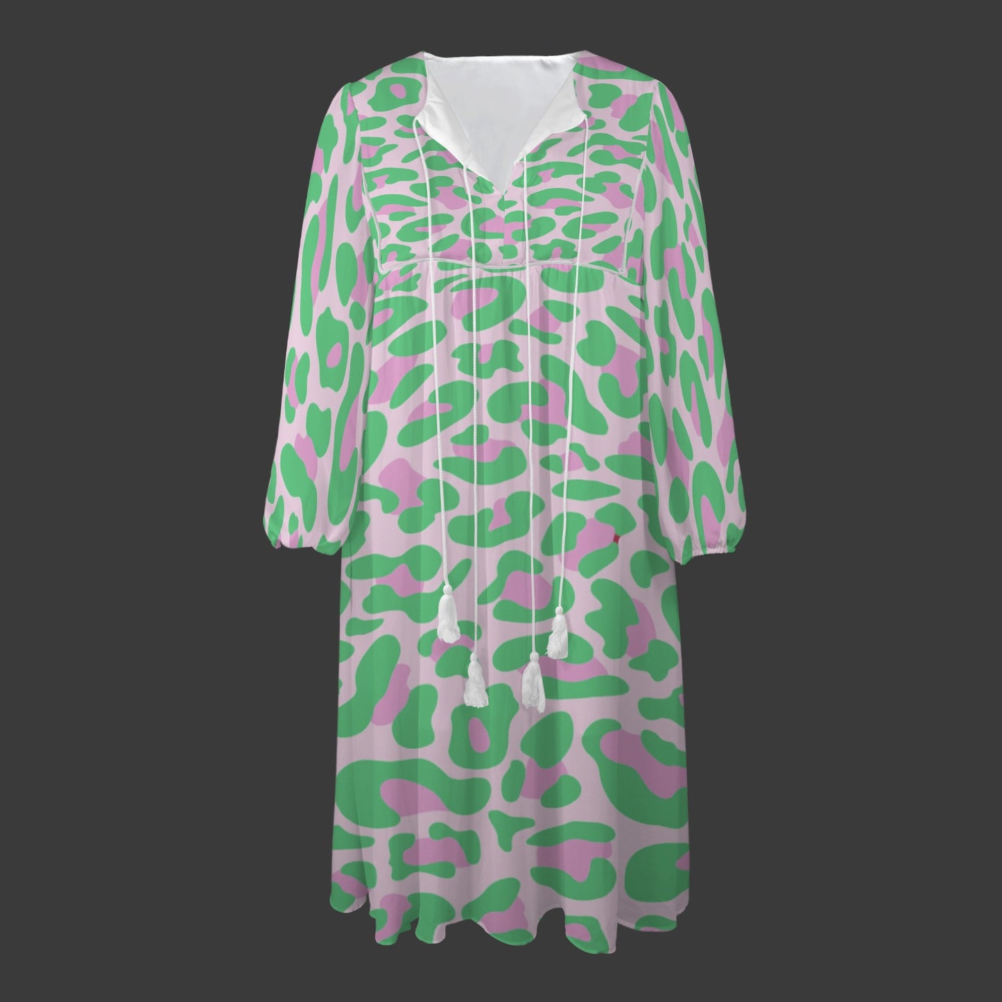 Green Pink Leopard Long Dress