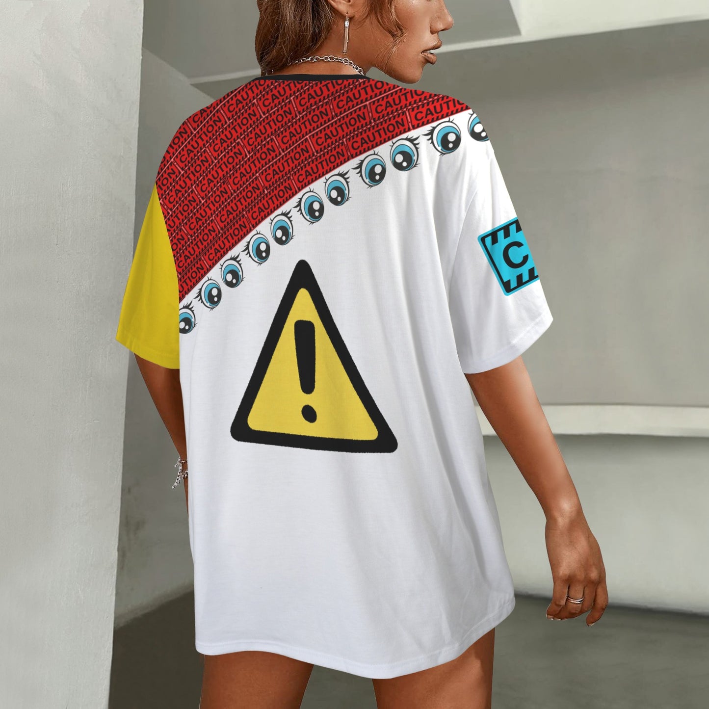 CAUTION Color Portrait with neck Black Collar