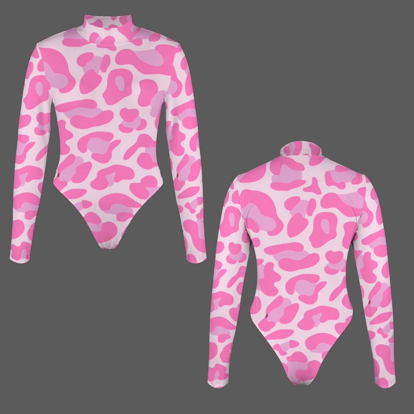 Leopard Long Sleeve Bodysuit Pink