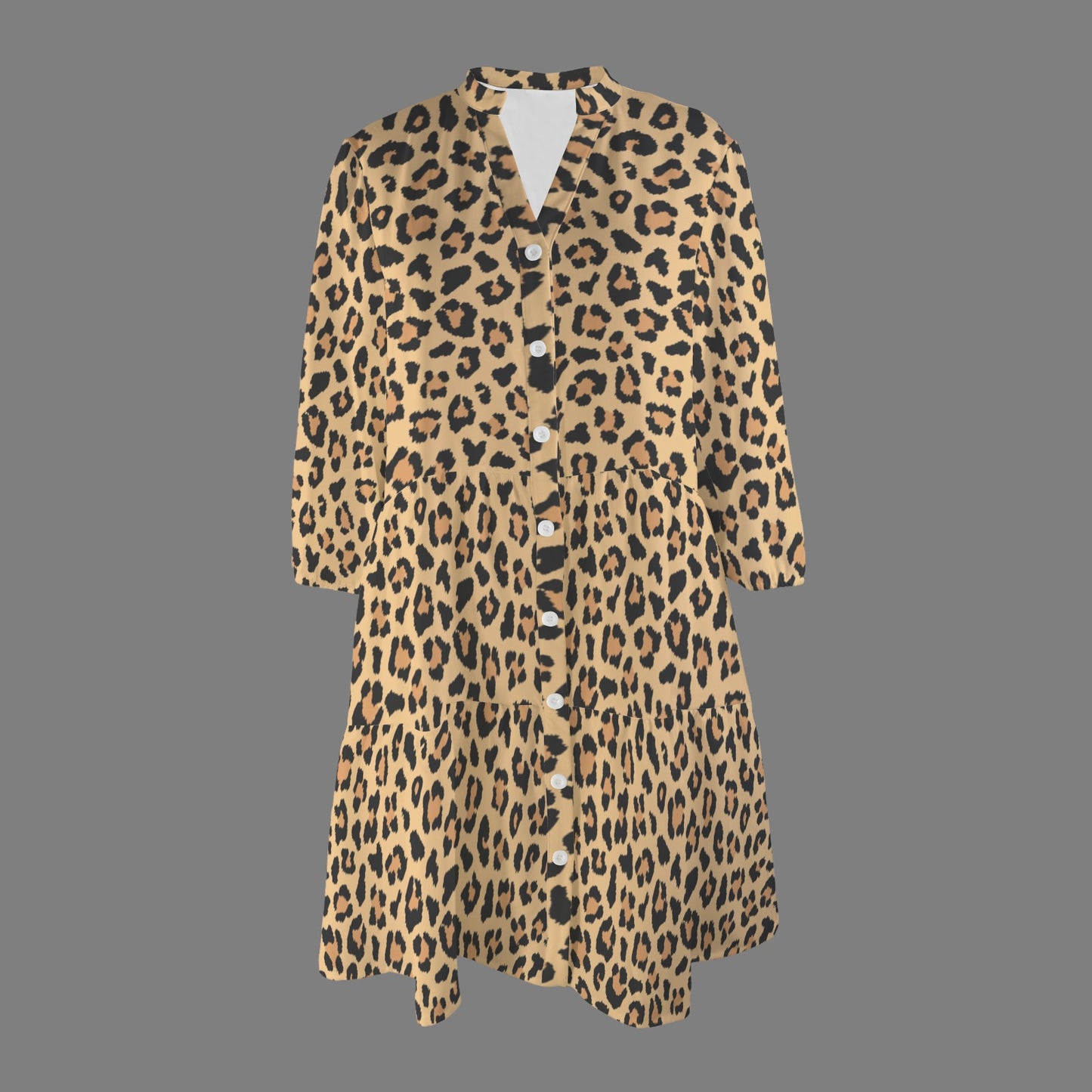 Leopard Front Button Dress