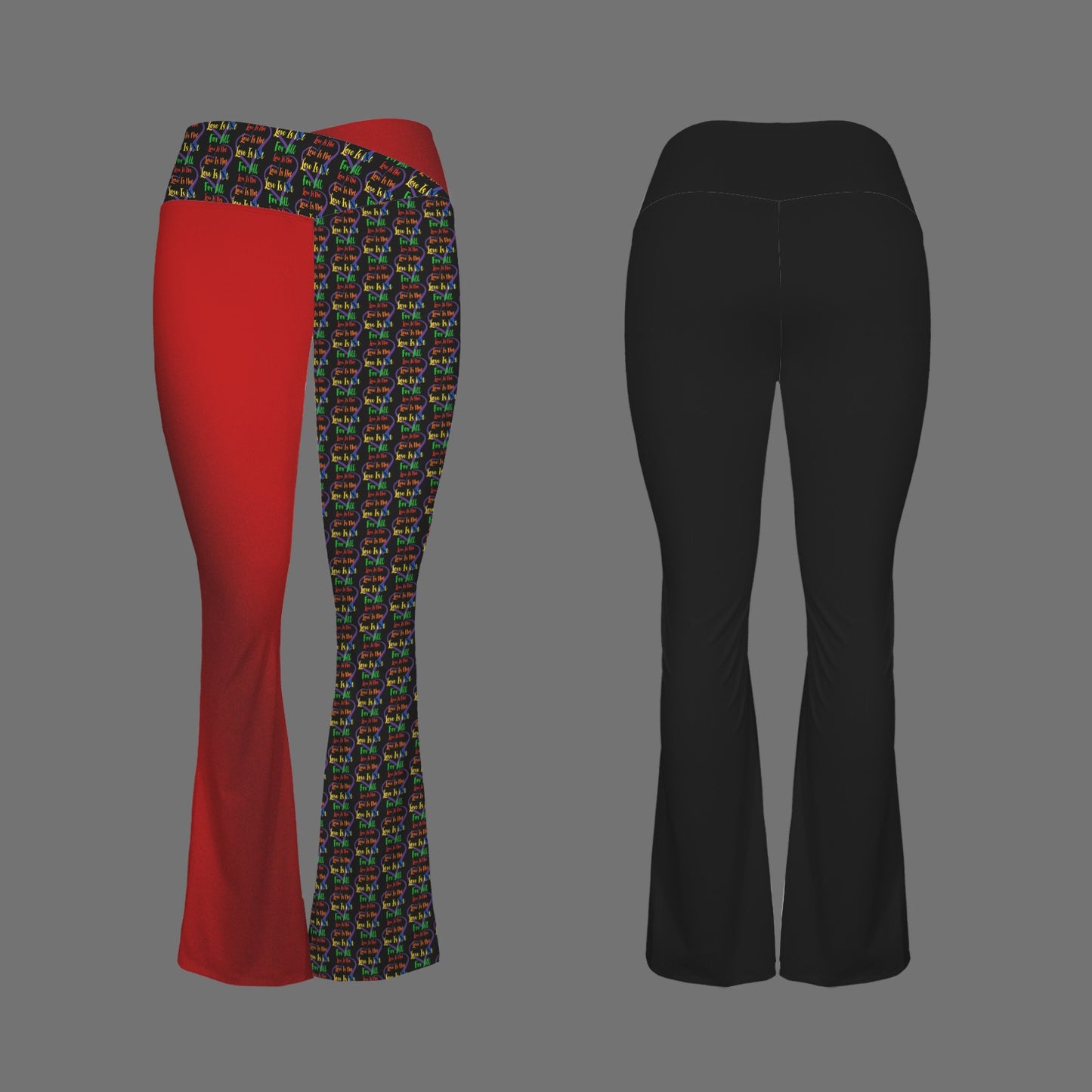 LINFA Little Hearts Tummy Control Cross Waist Pants Black Faded Red