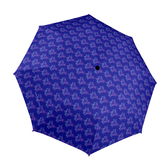 S-WITCH UP Neon Logo Semi Automatic Folding Umbrella Blue