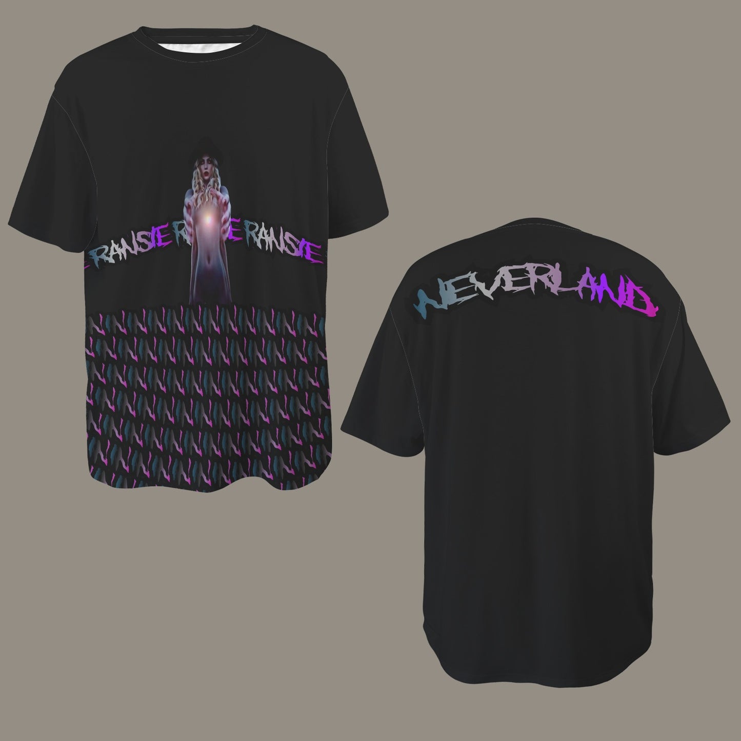 RANSIE IN NEVERLAND FIGURE GHOSTS WALL BLUE T-SHIRT