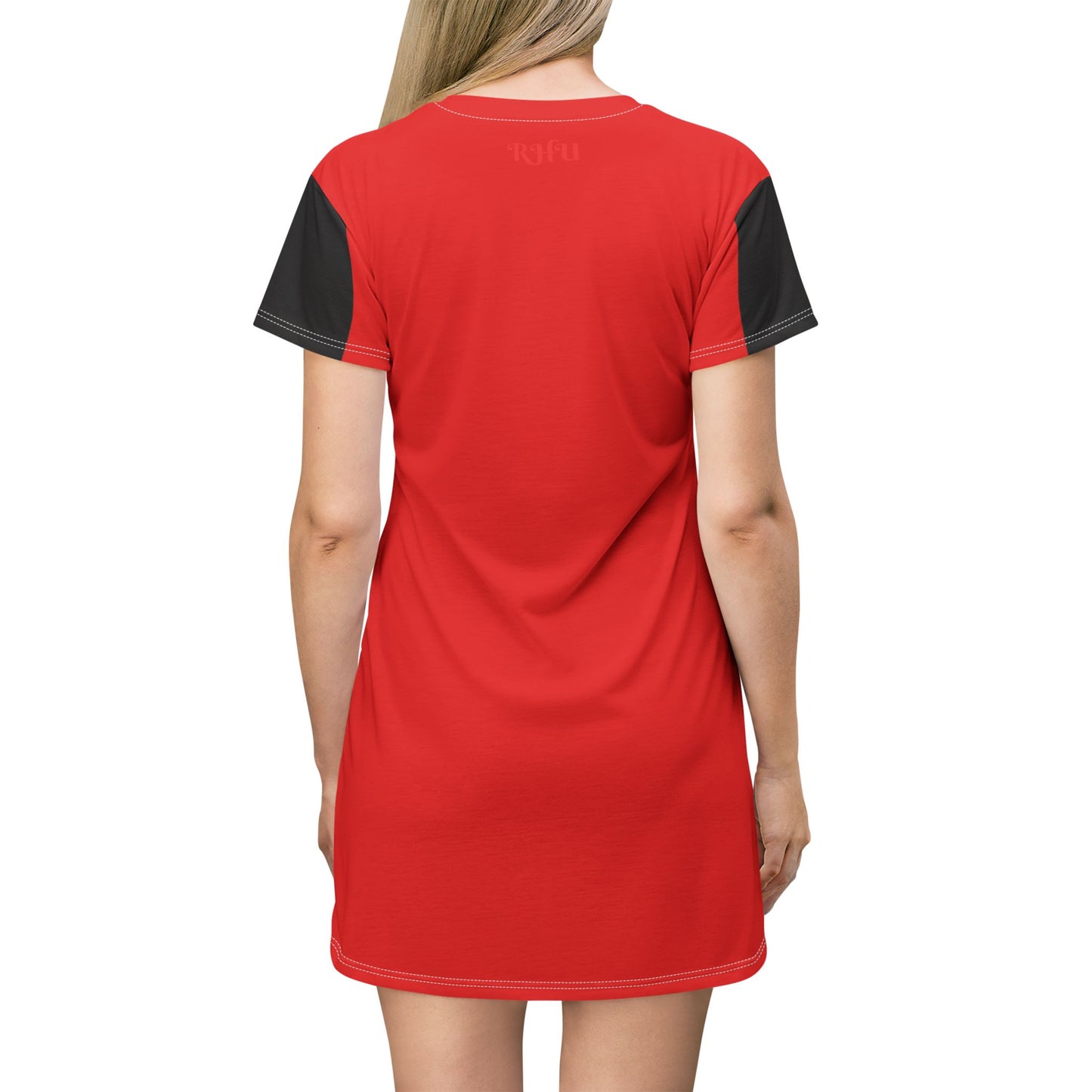 LINFA Chaos In The Heart T-Shirt Dress Red Black Sleeves