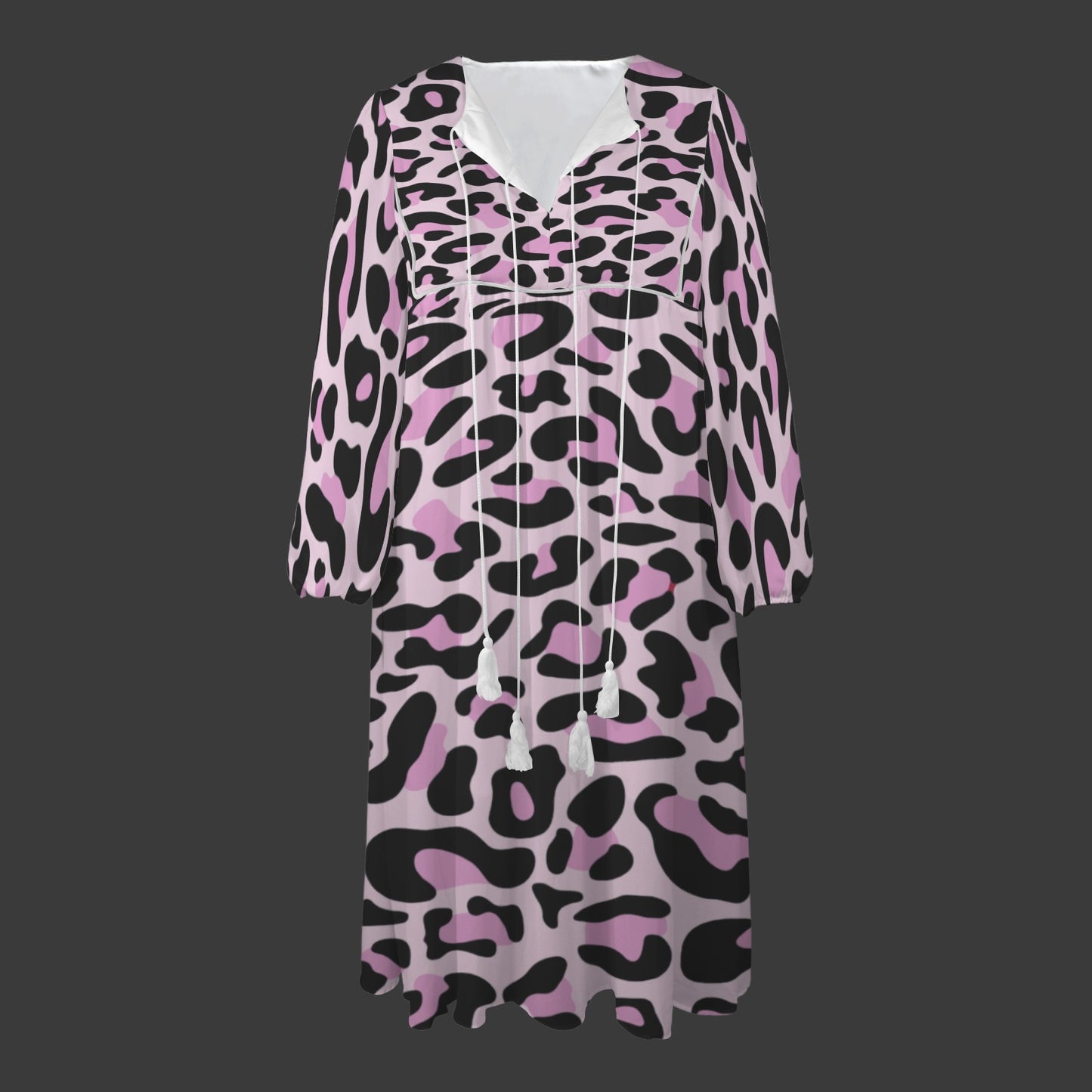 Black Pink Leopard Long Dress