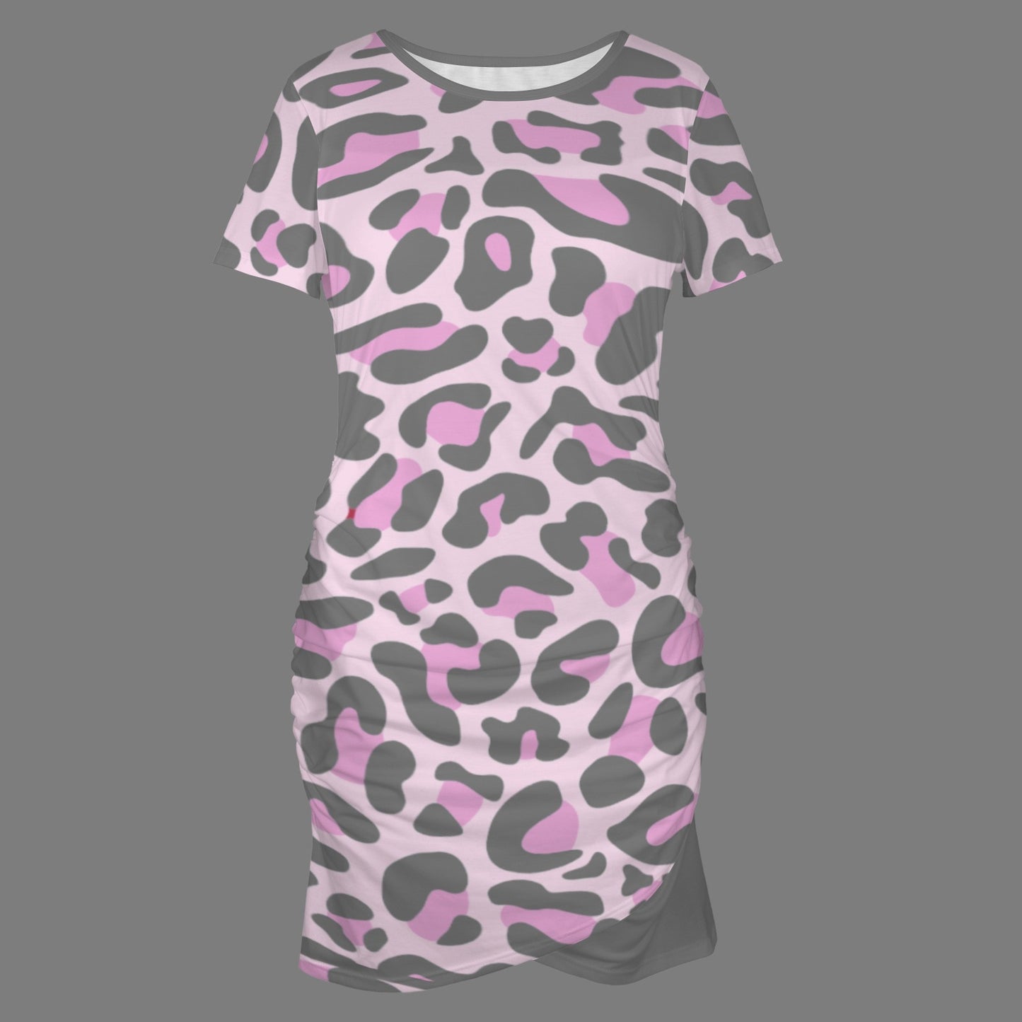 Grey Pink Leopard Bodycon Dress