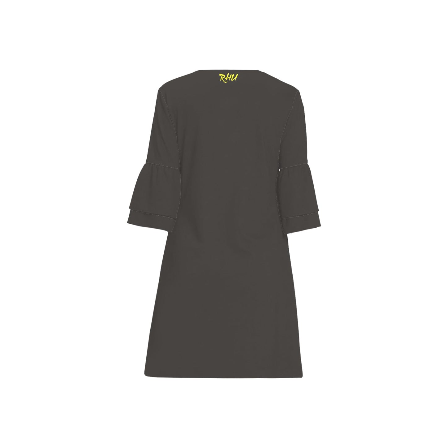 Caution 3/4 Sleeve Dress Grey Black