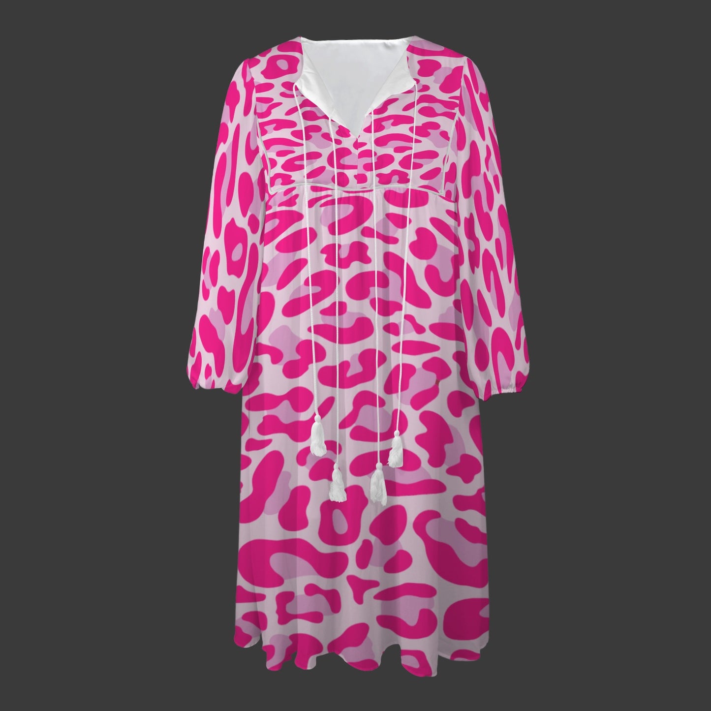 Hot Pink Pink Leopard Long Dress