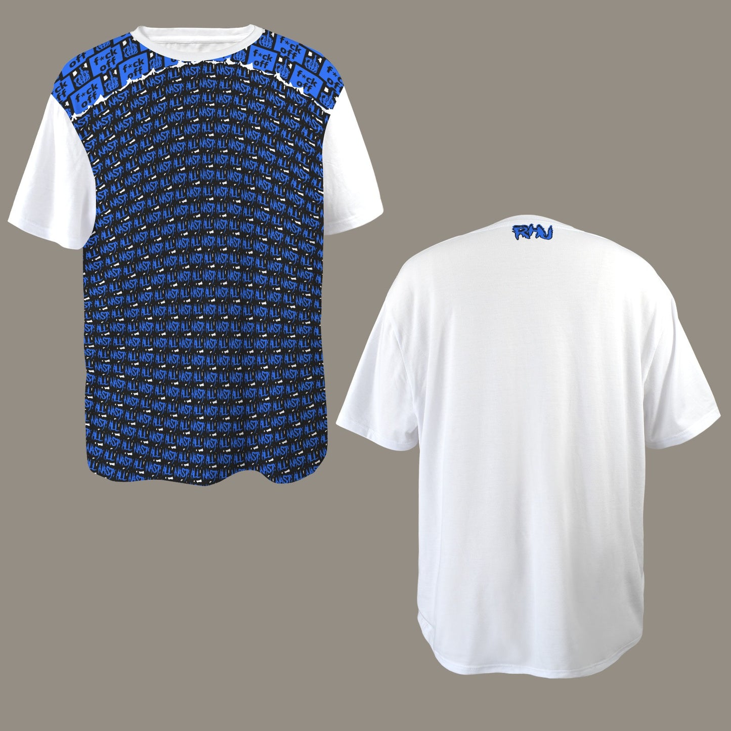 FUCK OFF ALL NASTY BLUE WHITE T-SHIRT