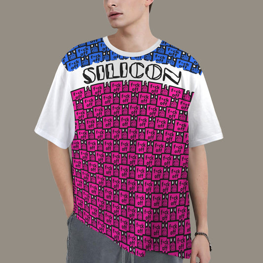 FUCK OFF SILICON PINK BLUE WHITE T-SHIRT