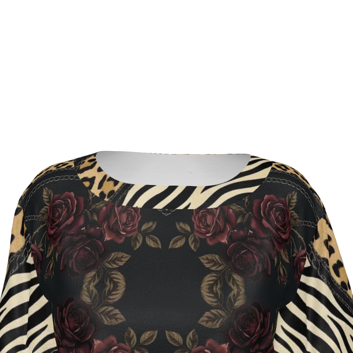 Custom Women's Round Neck Dropped Shoulder Shirred Long Sleeve Top