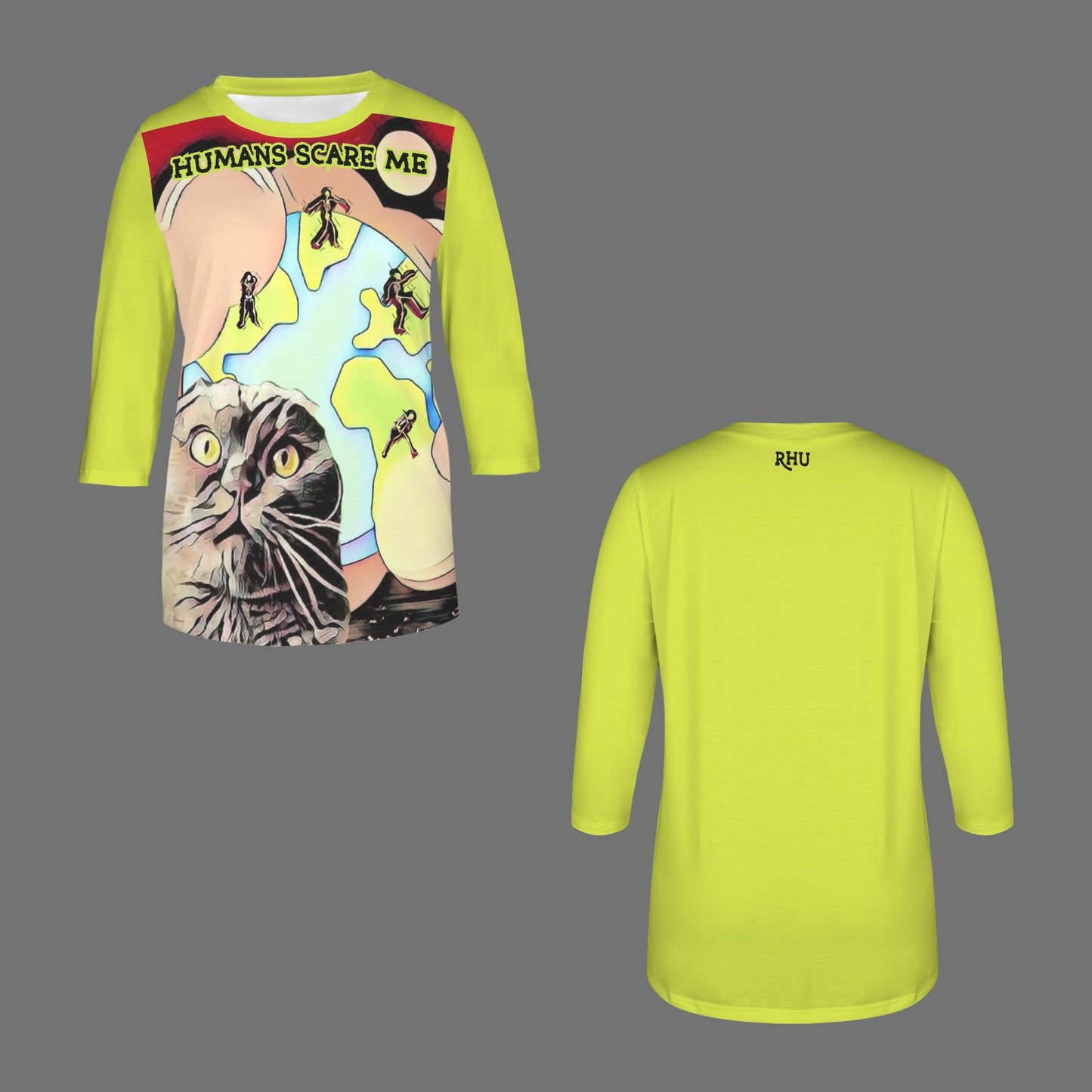 Jimmy Cat No Ears Slob Dance Humans Scare Me Skeletons Moves Shirt Lime