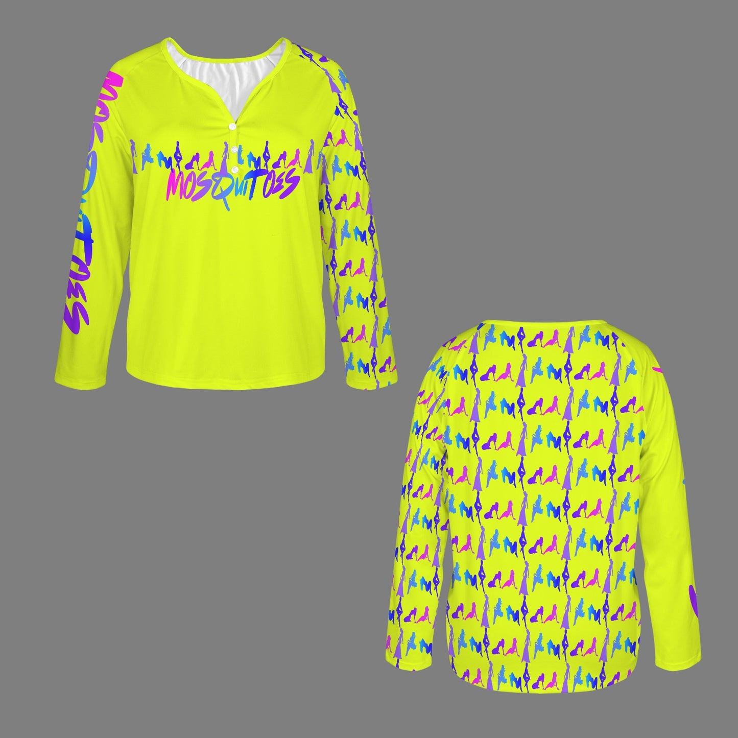 LINFA Little Hearts Long Sleeve Shirt Button Black