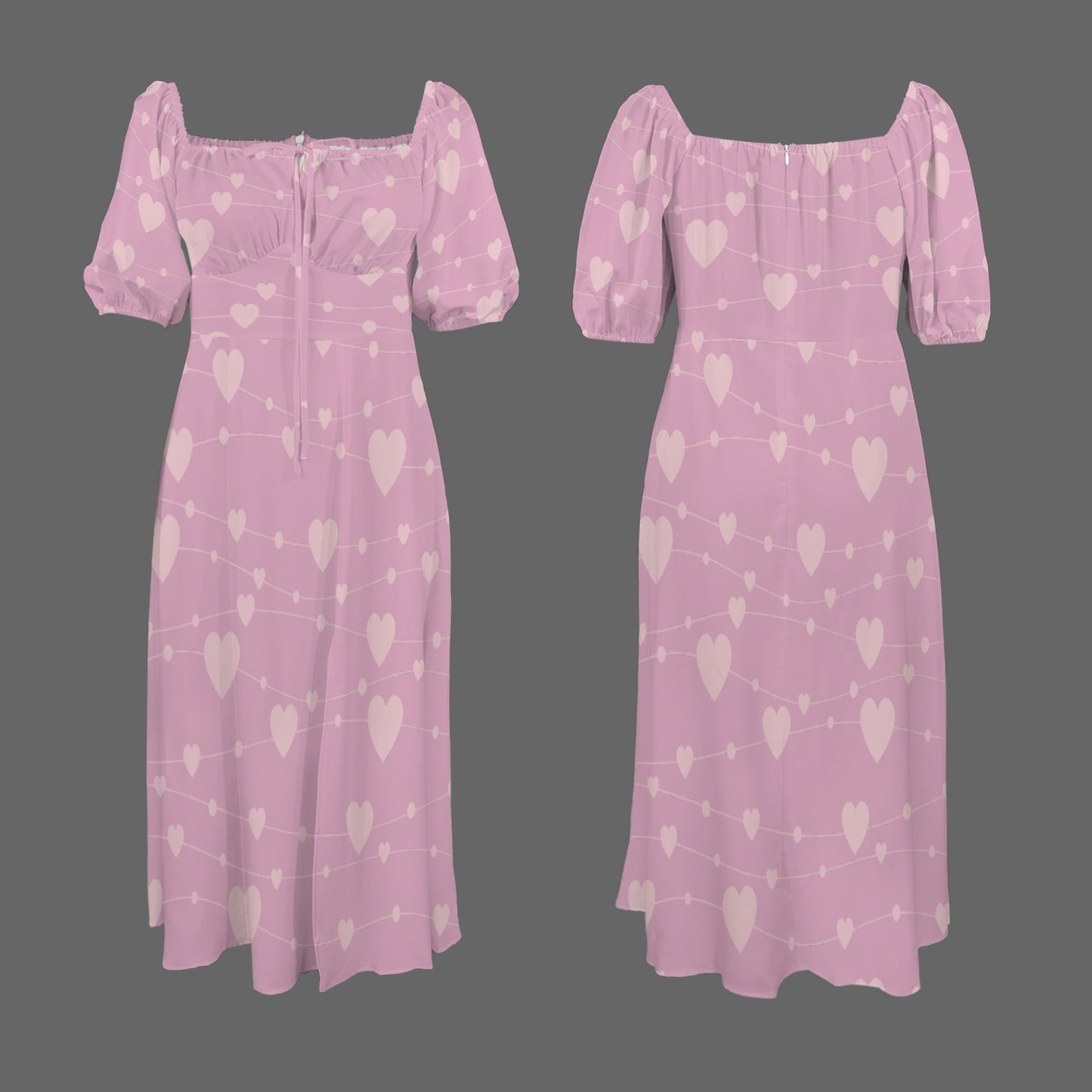 Connected hearts Long Dress Neutral Pink