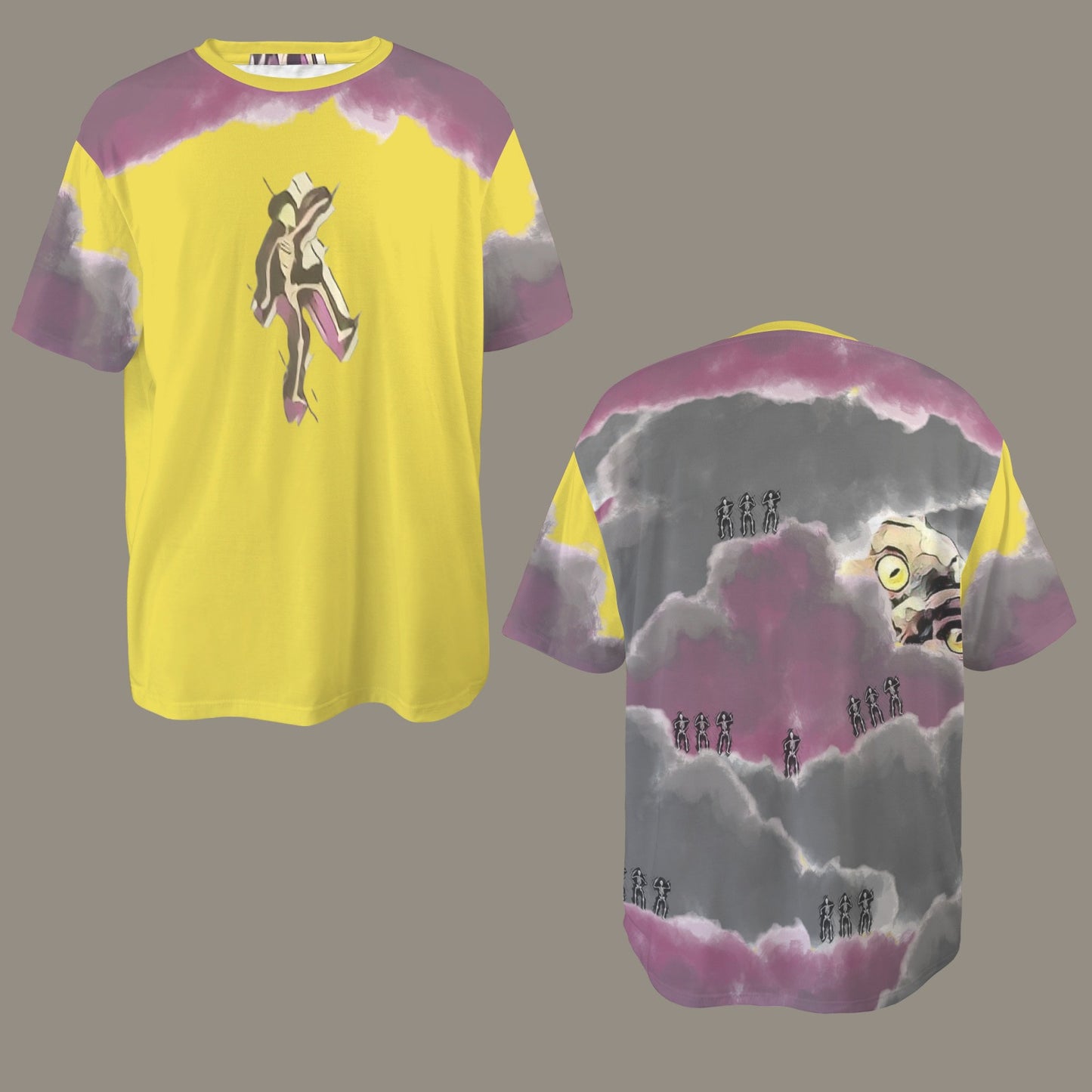 Humans Scare Me Jimmy Cloud T-Shirt Yellow Skeleton Front