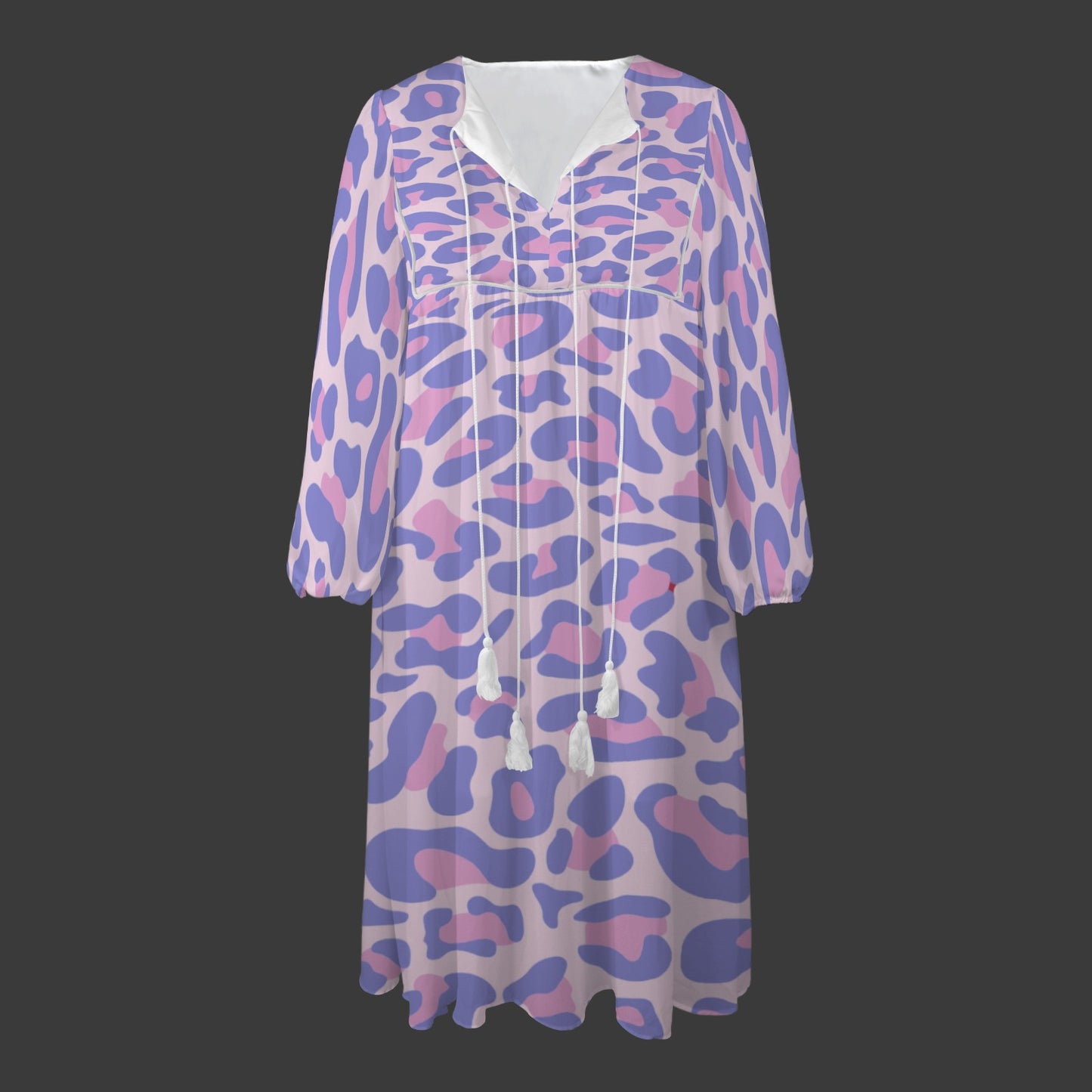 Light Blue Pink Leopard Long Dress