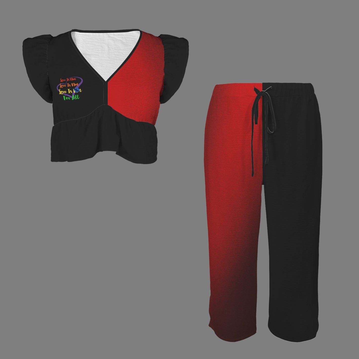 Top + Pants LINFA Red fading/Black