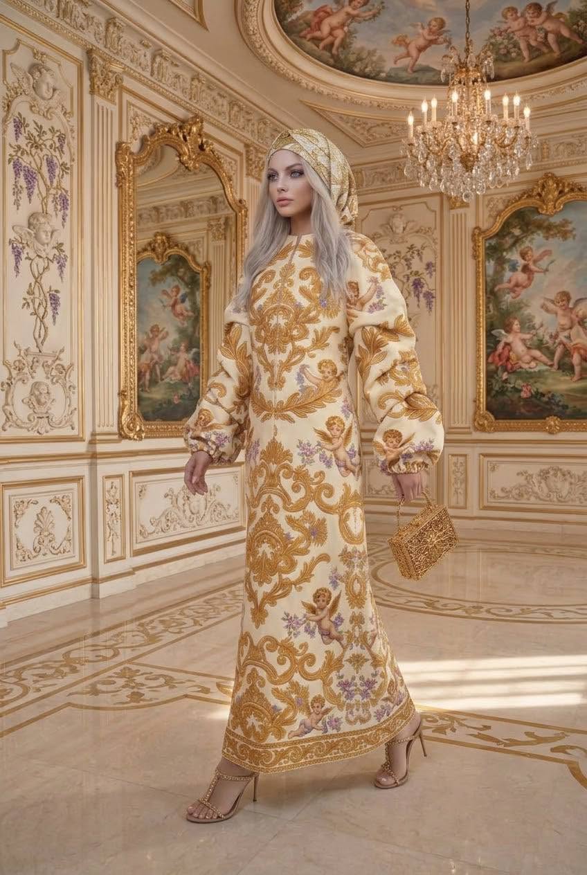 Baroque Putti Long Autumn/Spring Coat