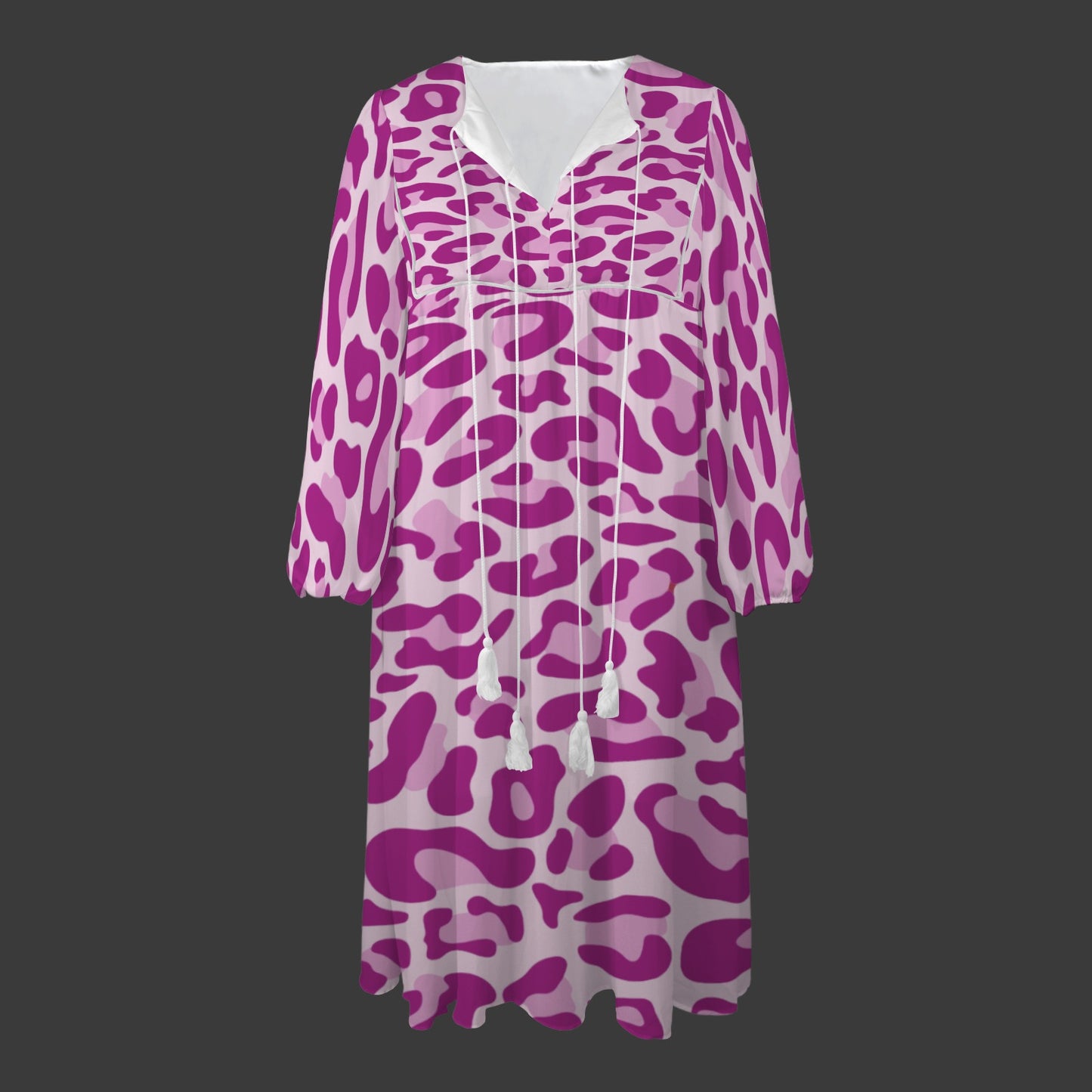 Mauve Pink Leopard Long Dress