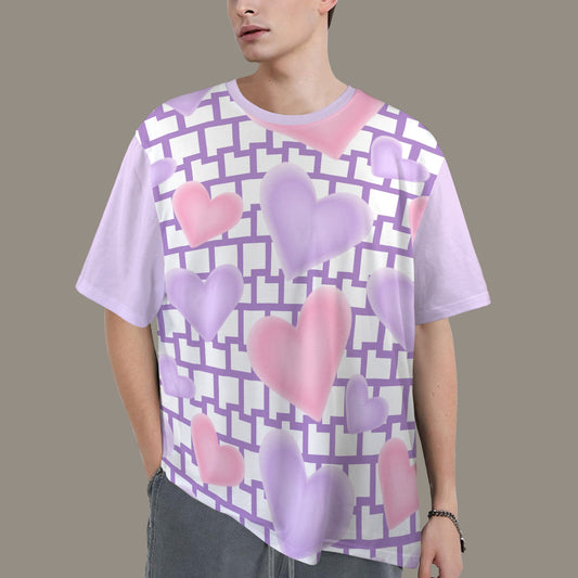 SE SON ROSE T-SHIRT -WHITE/LILAC WALL & HEARTS - SOLID LILAC BACK