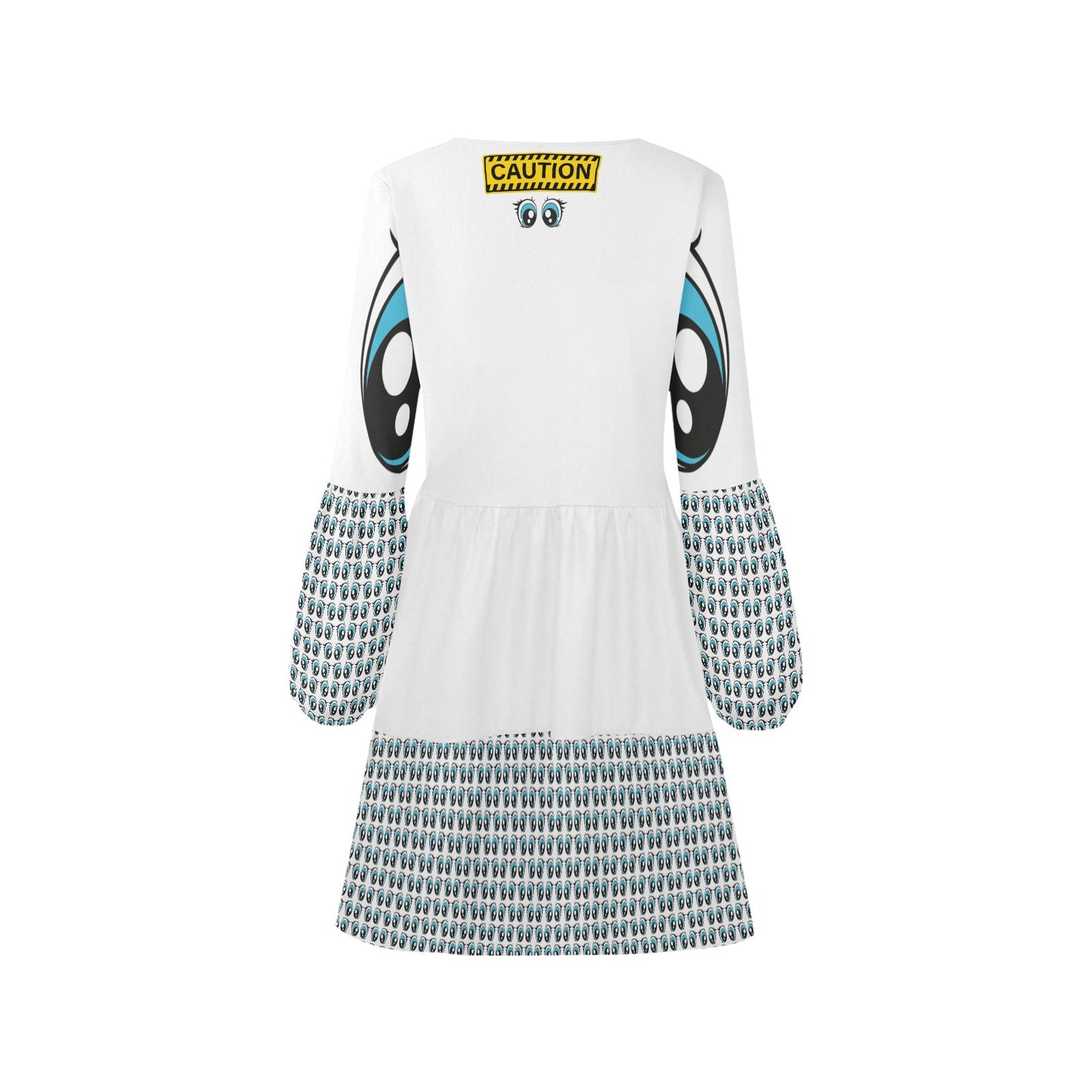CAUTION Blue Eyes Boho Dress White
