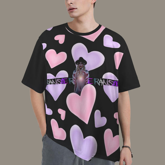 RANSIE IN NEVERLAND FIGURE HEARTS T-SHIRT BLACK- DISTRESSED NEEVRLAND
