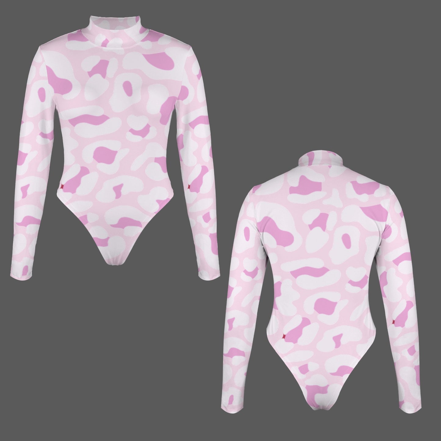 Leopard Long Sleeve Bodysuit Cream Pink