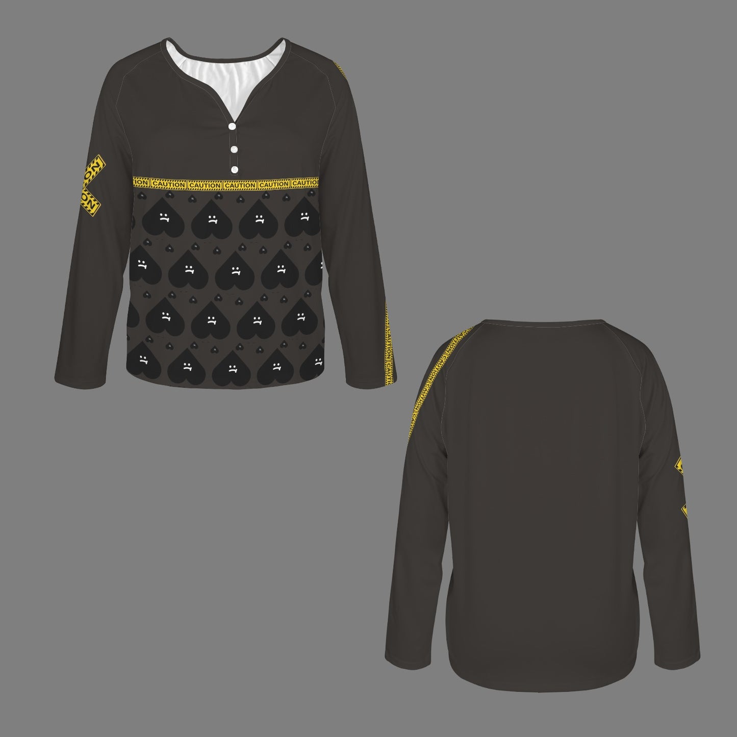 LINFA Long Sleeve Shirt Button Black Purple