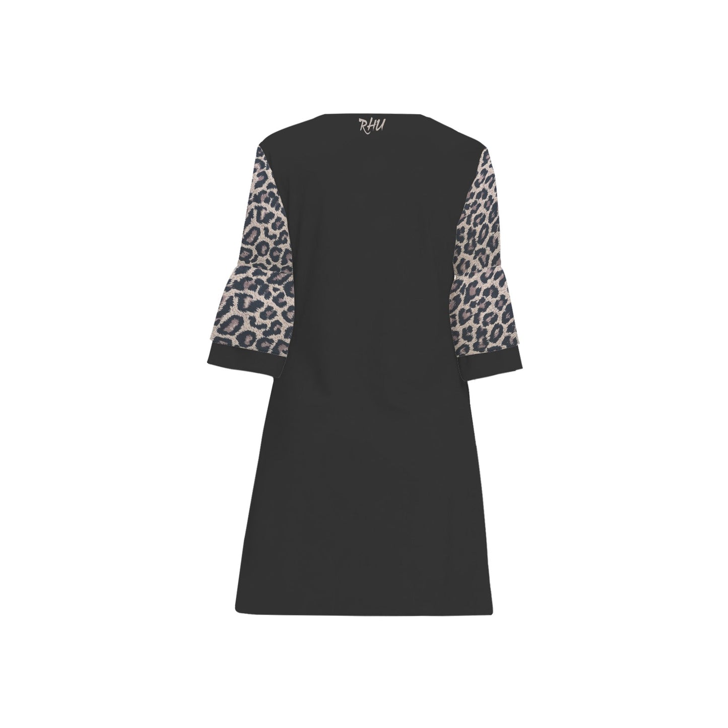 leopard beige 3/4 Sleeve Dress writings