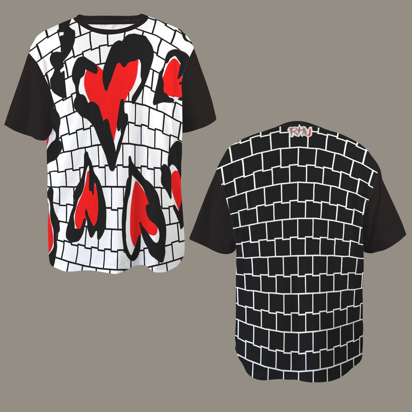SE SON ROSE T-SHIRT -WHITE/BLACK WALL & HEARTS