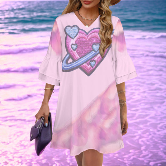 Se Son Rose - Saturn Heart Pale Pink Dress