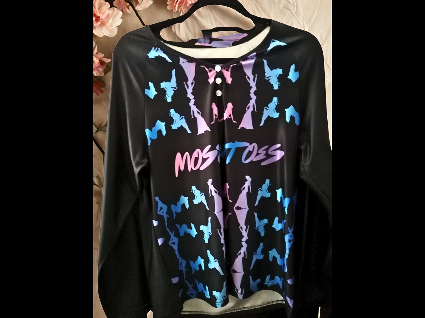 Mosquitoes Long Sleeve Shirt Button Black