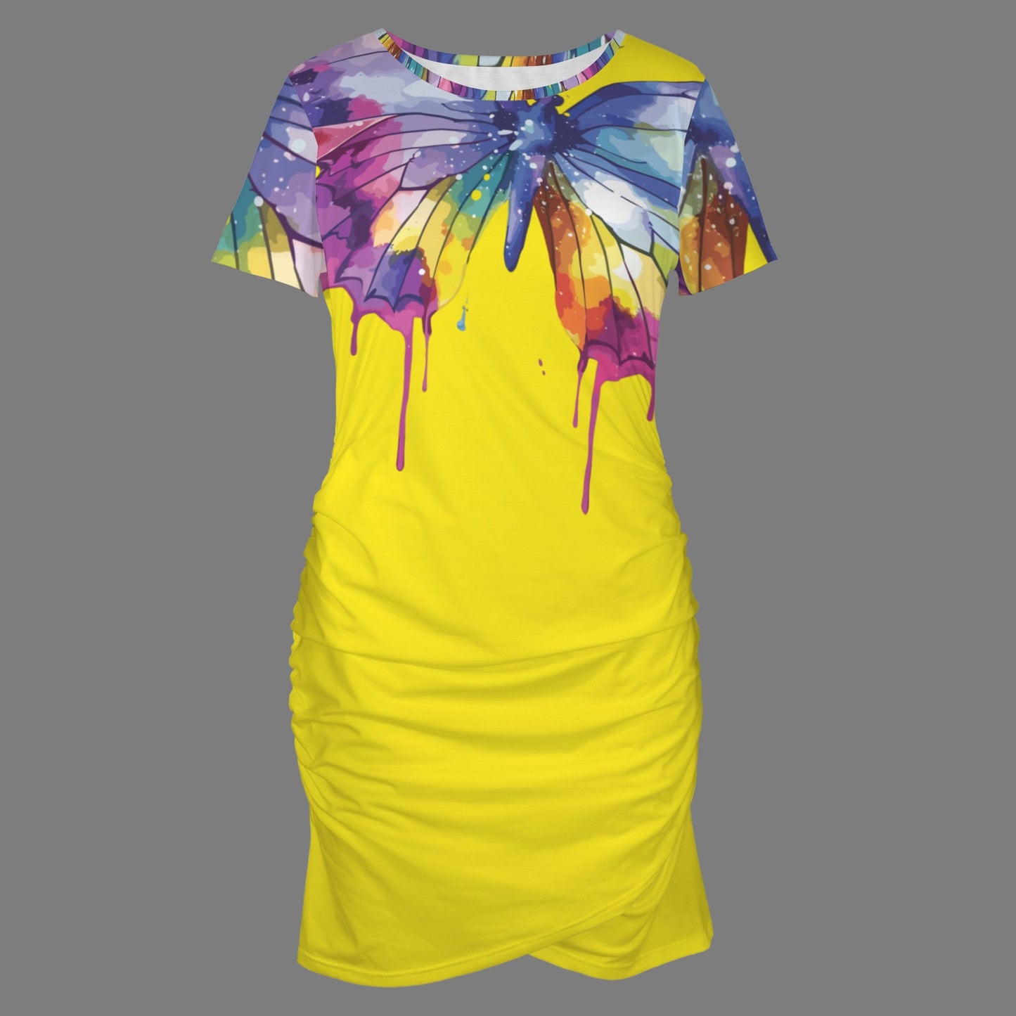 Butterfly Yellow Bodycon Dress