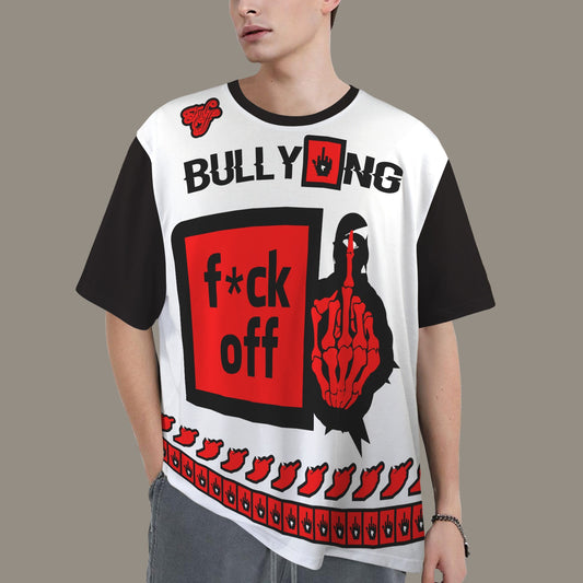 FUCK OFF BULLYING DISTRESSED T-SHIRT BLACK WHITE