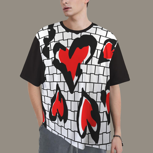 SE SON ROSE T-SHIRT -WHITE/BLACK WALL & HEARTS
