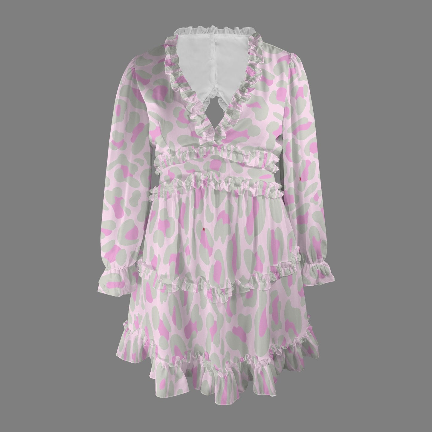 Light Grey Pink Leopard Dress