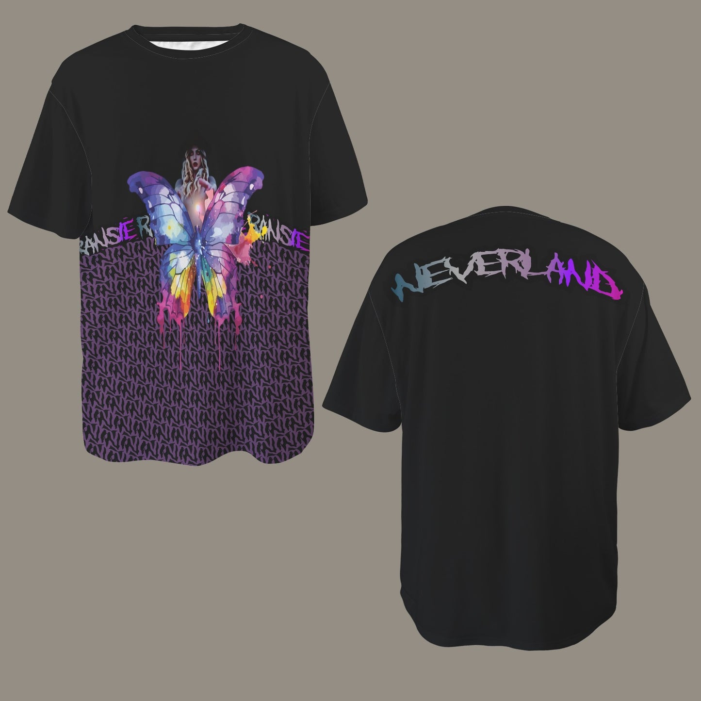 RANSIE IN NEVERLAND FIGURE GHOSTS WALL BLUE T-SHIRT