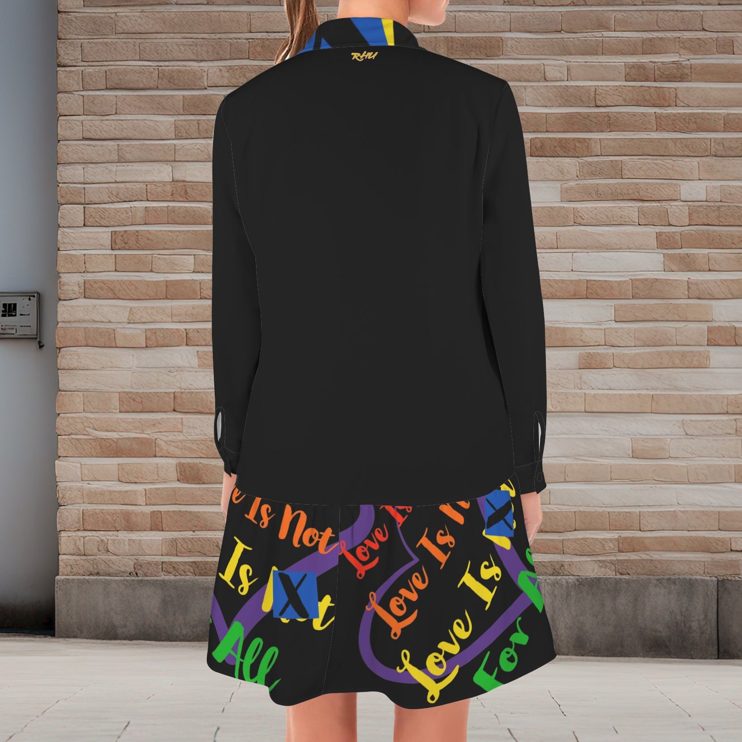 LINFA T SHIRT DRESS BLACK YELLOW