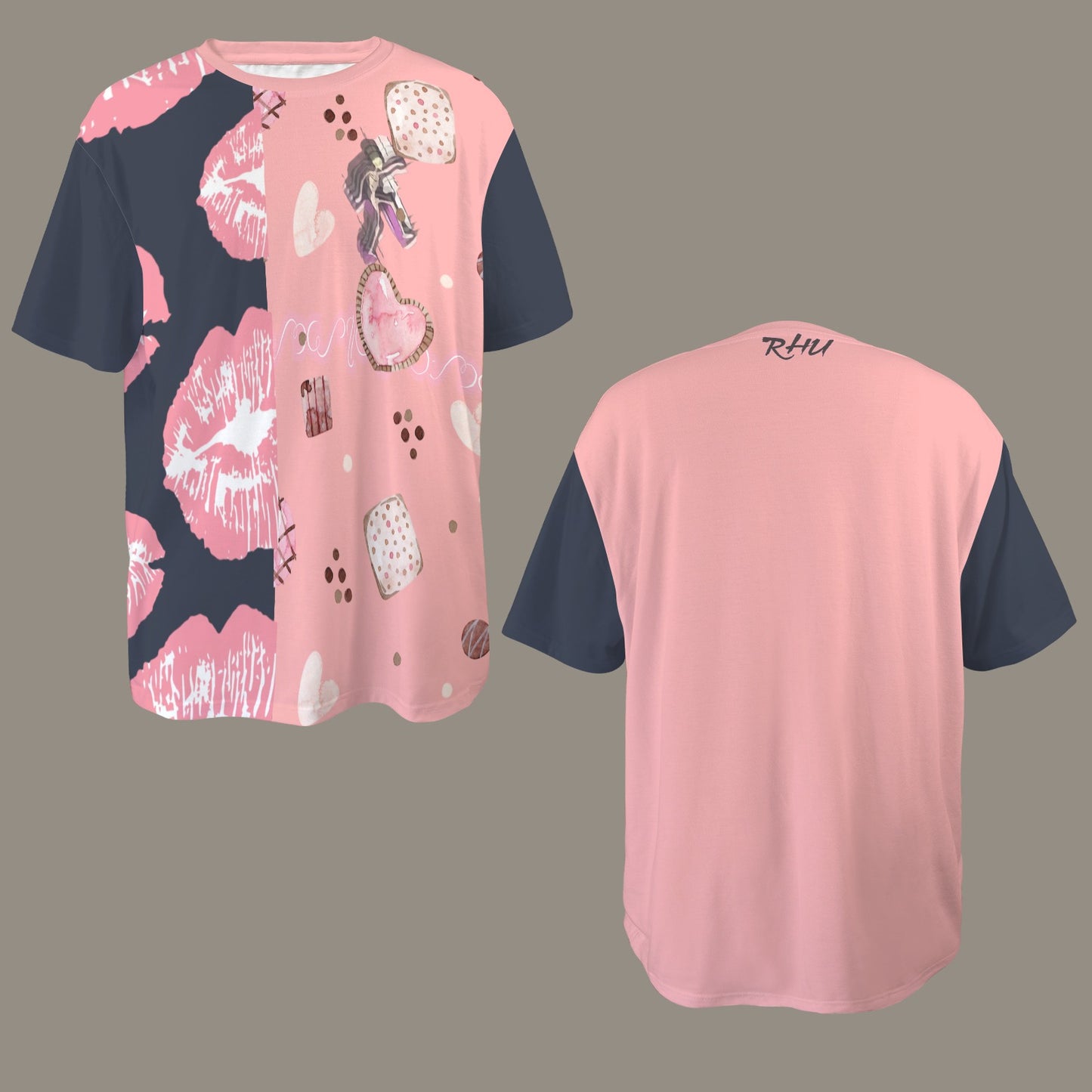 Hidden Name T-shirt Mouth Cookies Pink Dark Grey