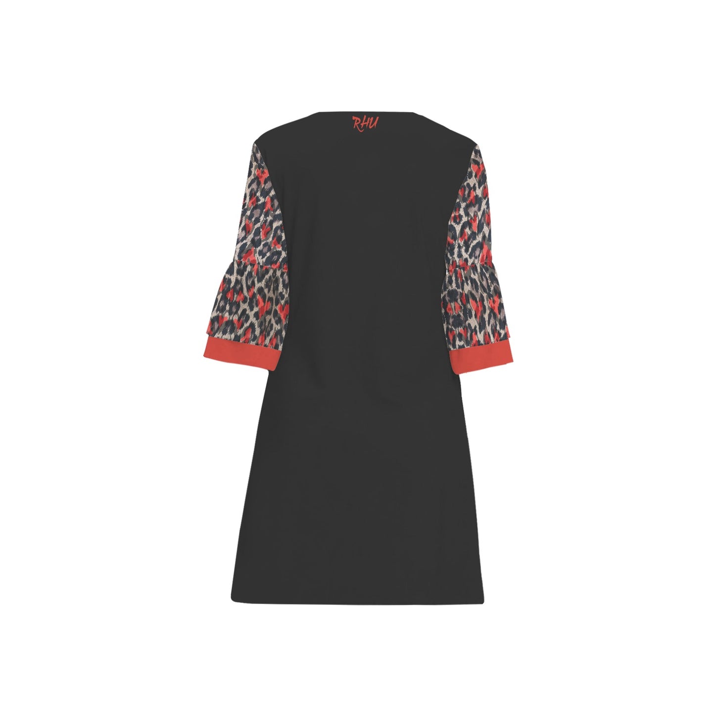 leopard beige 3/4 Sleeve Dress writings